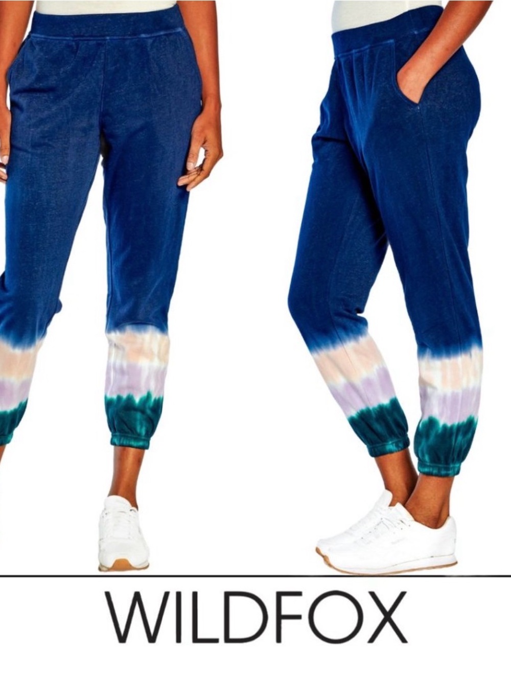 Wildfox Navy Tie-Dye Hem Jogger Pants NWT LARGE